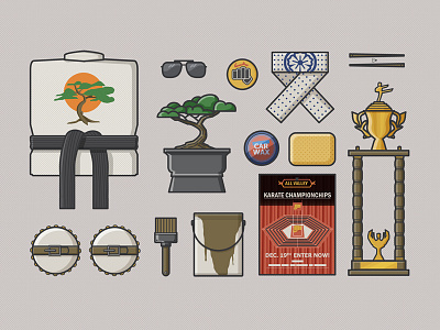 Karate Kid Essential Items 1980s movies 2d illustrator karate kid vector