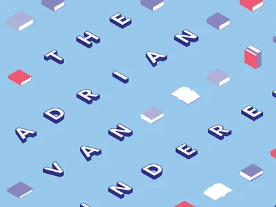 Van Sinderen Book Collecting Prizes Poster Detail 3 3d avenir blue books flat illustrator isometric purple sans typography