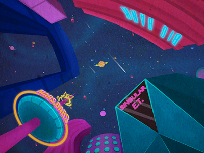 Retro Futurism future futurism illustration planets poster retro singularity sky space