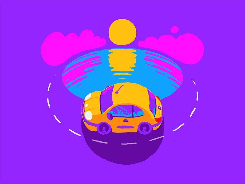 Sunset Drive animation car cloud gif ripple sunset water