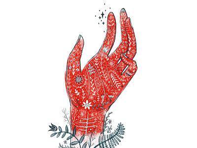 Hand hand illustration inktober red wip