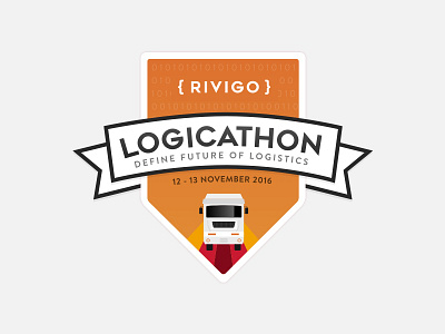 Hackathon badge badge coders colorful developers hackathon logistics technology truck