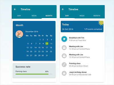 Timeline bright calendar card dailyui date goals google grid material sketch timeline ui