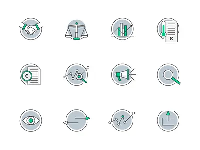Icon set 2d chart economic eye financial flat graph hands icon illustration website