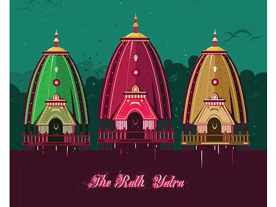 Ratha-Yatra design festival illustration india traditional vector