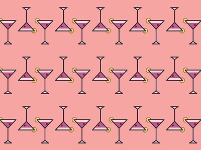 Cocktail Pattern - Icon Prints: Drinks Series cocktail design drink geometric geometry graphic icon illustration minimal pattern pictogram pink