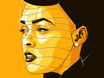 Janelle Monae android editorial gold illustration janelle monae music photoshop portrait robot scifi