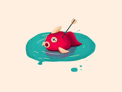 Gone Fishin' arrow dead fish fishing illustration