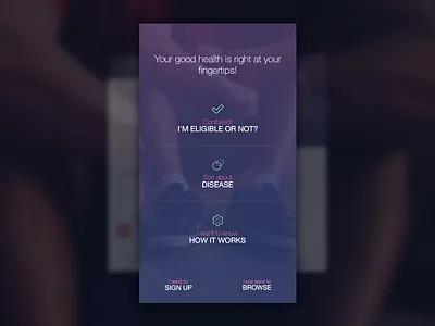 Health Research - Landing Screen app apple researchkit collect data disies fahaddesigns health healthcare landing research ui ux