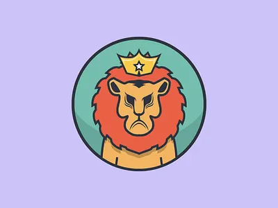 The Lion angry badge crown flat icon illustration lion