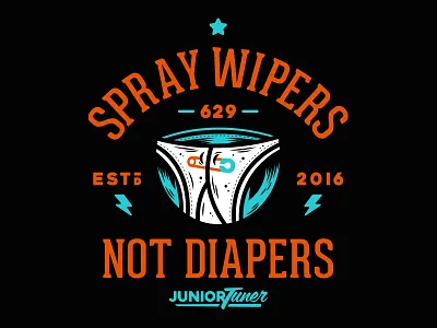 Spray Wipers Not Diapers brand branding design graphic hotrod illustration logo vector vectorart
