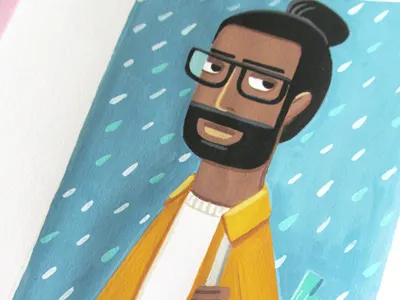 Dribble Guy Market artwork gouache illustration tempera urbansketch