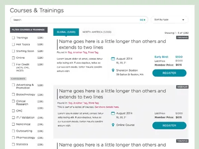Event Listing Landing Page event listing jodi mossie registration responsive streamlined usability