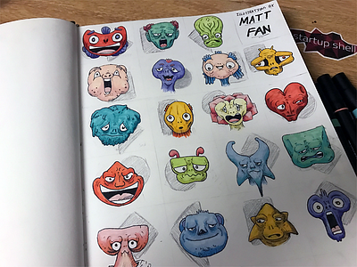 Character Sketches characters faces hand drawn illustration ink marker organic sketch