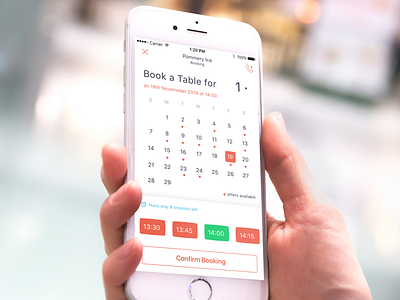 Table Booking booking clean design ios mobile interface restaurant ui user experience