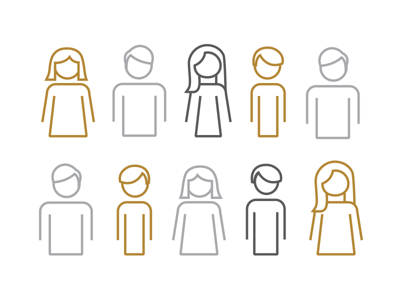 People figures hair illustration line people team