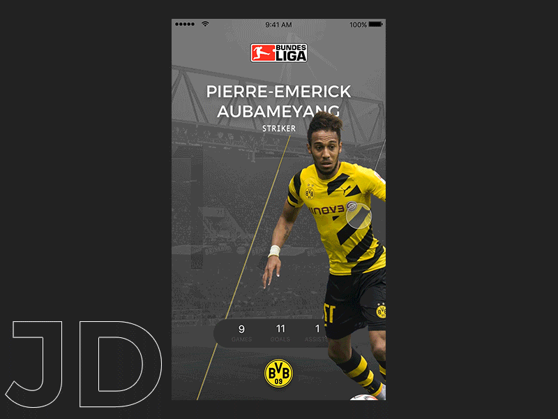 Day 06 - Player Profile - #DailyUI animation bvb challenge dailyui design dortmund football profile prototype reus