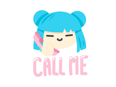 Call me - Sticker app blue call me design emily blue icon illustration kawaii mojilala pink sticker vector