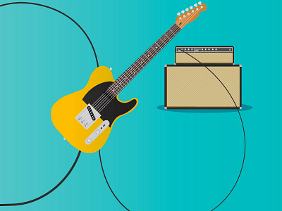 Telecaster amp fender guitar illustration rock