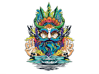 Posiedon bright colours fluro neptune posiedon skate skate art surf surf art waves