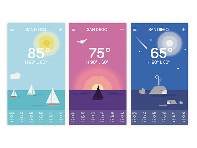 Weather App app flat gradient illustration ui weather