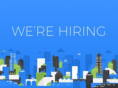 TravelBank is Hiring! cityscape clouds designer flat hiring travel travelbank