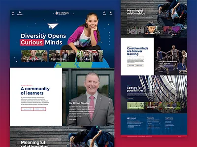St Michael's Grammar School Website blocks curious design grid school web