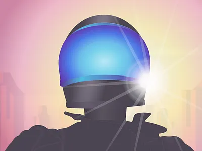 Adventure Time adventure blue desert drawing helmet illustration motorcycle pink sun