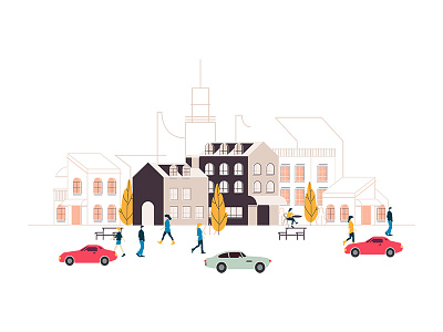 city city design flat design illustrasi illustration leading page line