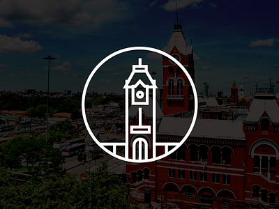 Indian city icons.. Chennai design icons illustration