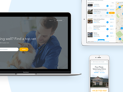 TopVet desktop landing page mobile platform search vet