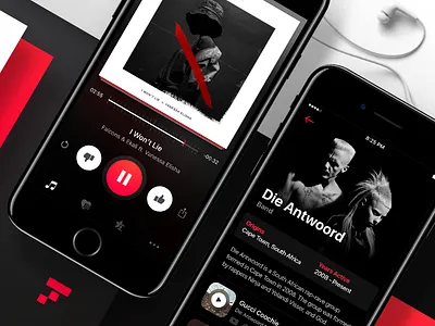 Music Recommendations app application boris cards clean dark discovery interface ios music recommendation ui
