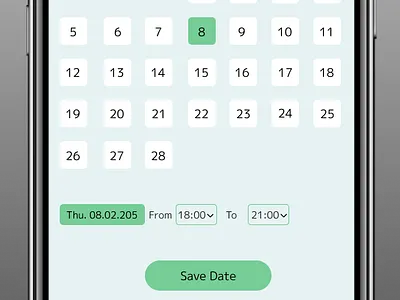 Daily UI#080 - Date Picker daily ui data picker mobile design mobile interface reservation ui ux ux designer