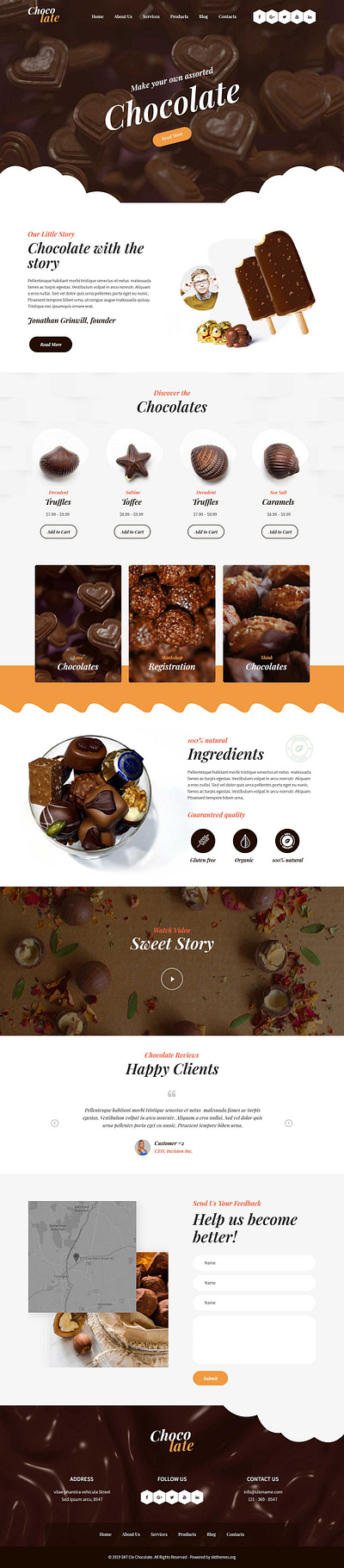 Chocolate Lite - Free Chocolate WordPress Theme 3d animation branding chocolate chocolate bar chocolate box chocolate design chocolate packaging chocolates graphic design motion graphics theme design wordpress wordpress development wordpress template