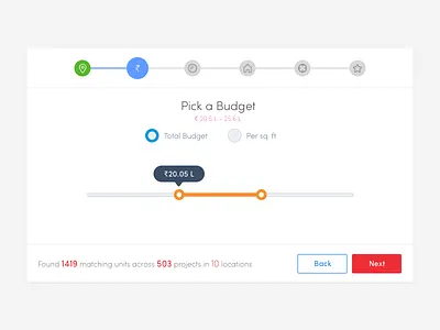 Smart Project filter Wizard budget price slider ui web