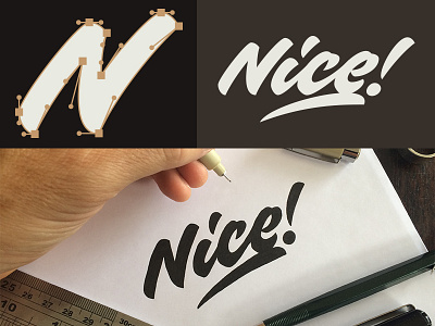 Nice brush pen calligraphy lettering logo script