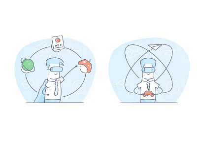 VR Line icons character fantasy game glasses illustration line reality vector virtual virtual reality vr