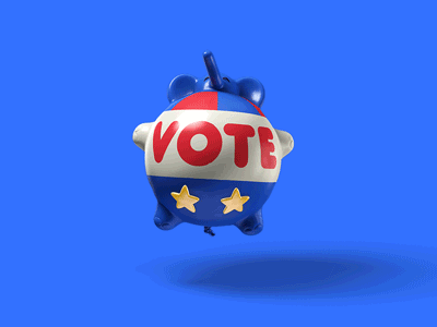 VOTE DAY 3d 3dcharacter c4d cgi character democrat elephant gif loop motion republican vote