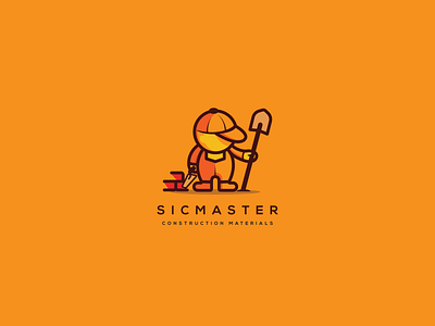 Sicmaster logo brick build construction cute design logo man orange