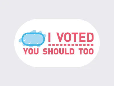 I Voted Sticker blue din election gray illustrator red sticker vote white