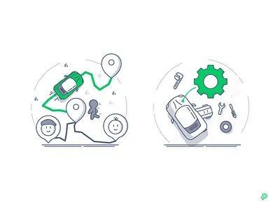 Ride-Service car icon illustration lineart service
