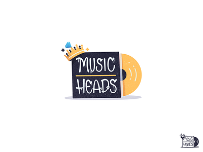 Music Heads cd crown icon illustration logo music record vinyl