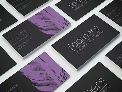 Feathers beauty business card hairdresser logo salon