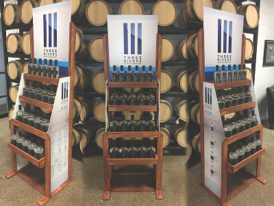In-Store Display for Three Rivers Distilling Co. branding business to consumer cocktails display distillery liquor spirits