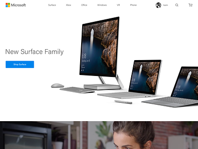 Microsoft Website microsoft navigation sketch surface ui web