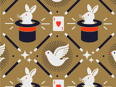 Magician Pattern crazy illustration linework magic magician pattern rabbits