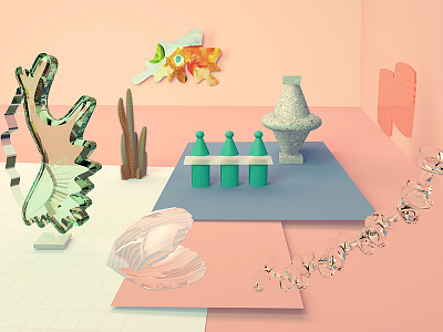 C4D&ANALOGUE 3dillustration c4d watercolor