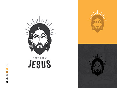 Sneaky Jesus branding design face illustration jesus logo mark portrait