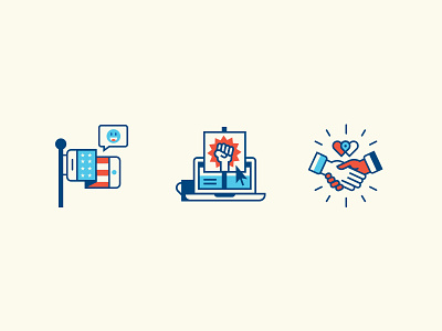 From Slack to Act device editorial icon illustration long fingers politics set