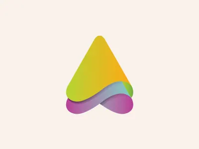 Letter A arrow brand mark gradient icon typography up